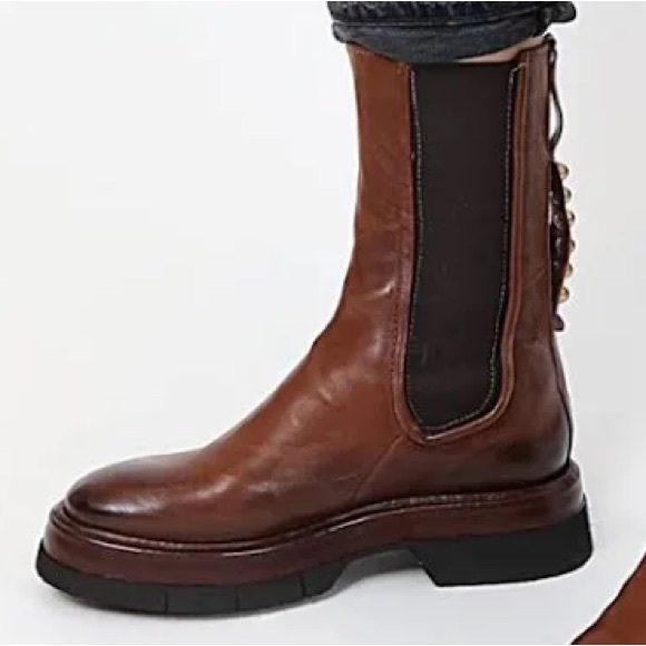 New A.S.98 x Free People Vinny Chelsea 10 Brown Leather Distressed Studded USA - Picture 4 of 9